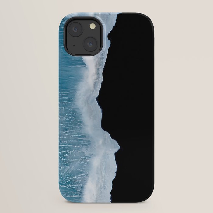 Minimalist wave crashing on a black sand beach in Iceland â Ocean Landscape Photography iPhone Case Gallery Image 22