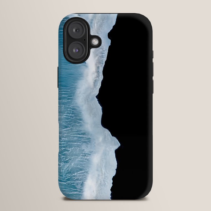 Minimalist wave crashing on a black sand beach in Iceland â Ocean Landscape Photography iPhone Case Gallery Image 14