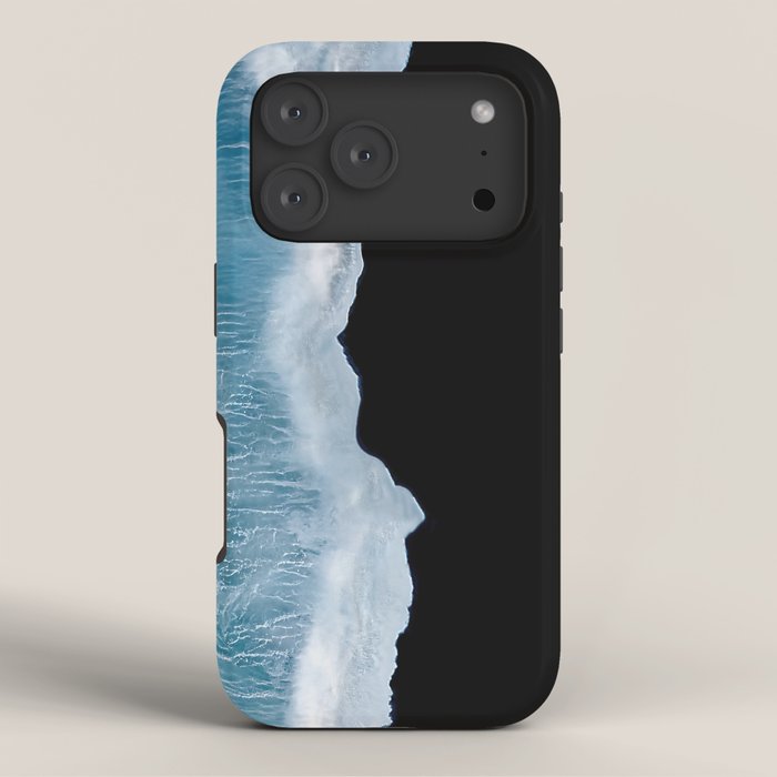 Minimalist wave crashing on a black sand beach in Iceland â Ocean Landscape Photography iPhone Case Gallery Image 3