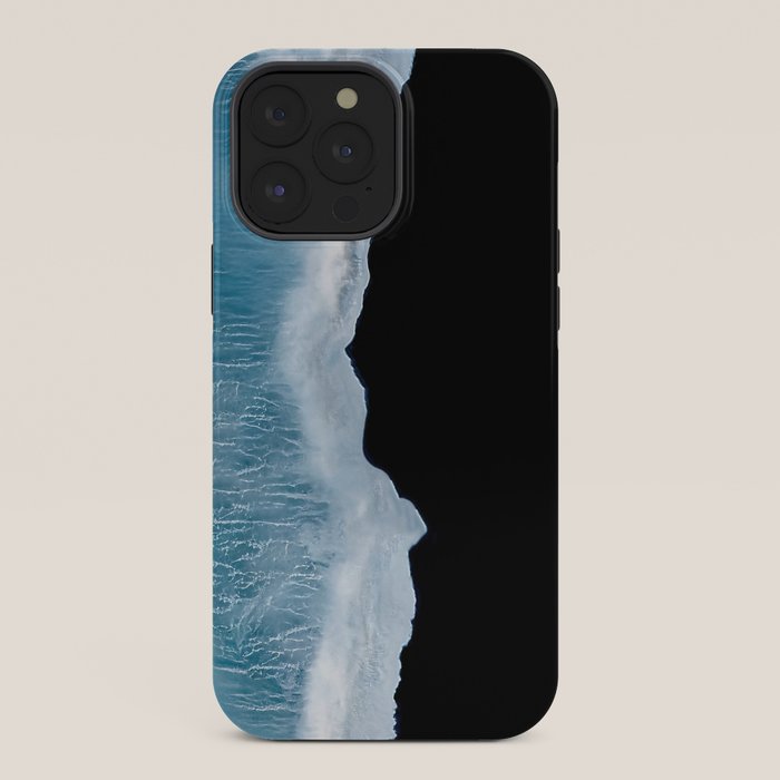 Minimalist wave crashing on a black sand beach in Iceland â Ocean Landscape Photography iPhone Case Gallery Image 36