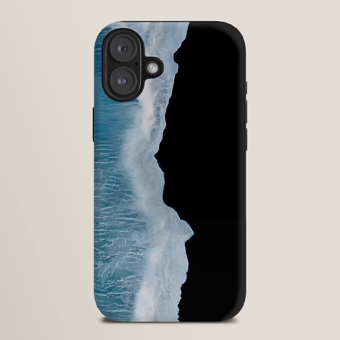 Minimalist wave crashing on a black sand beach in Iceland â Ocean Landscape Photography iPhone Case Gallery Image 10