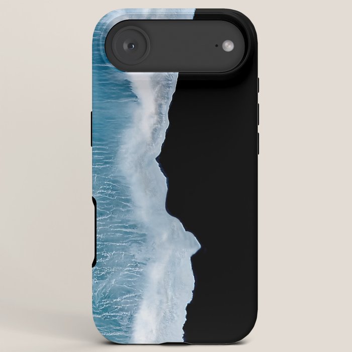 Minimalist wave crashing on a black sand beach in Iceland â Ocean Landscape Photography iPhone Case Gallery Image 6