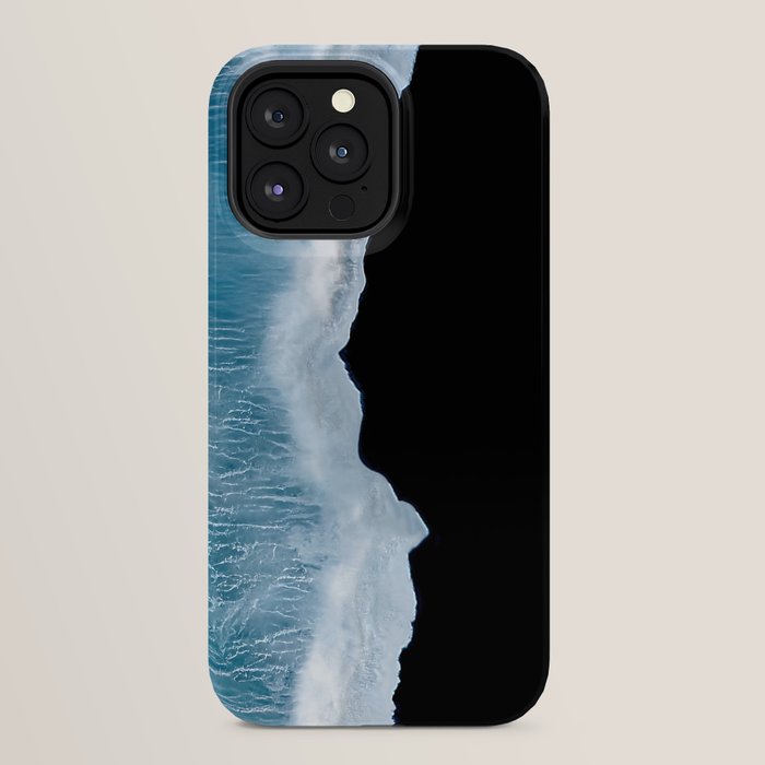 Minimalist wave crashing on a black sand beach in Iceland â Ocean Landscape Photography iPhone Case Gallery Image 24