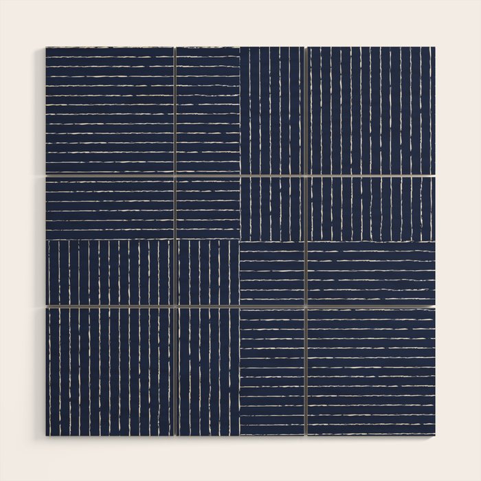 Lines III (Navy) Wood Wall Art Gallery Image 1