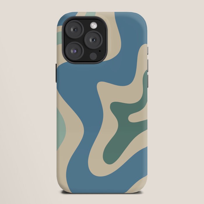 Retro Liquid Swirl Abstract Pattern Blue Aqua Teal Beige iPhone Case Gallery Image 12