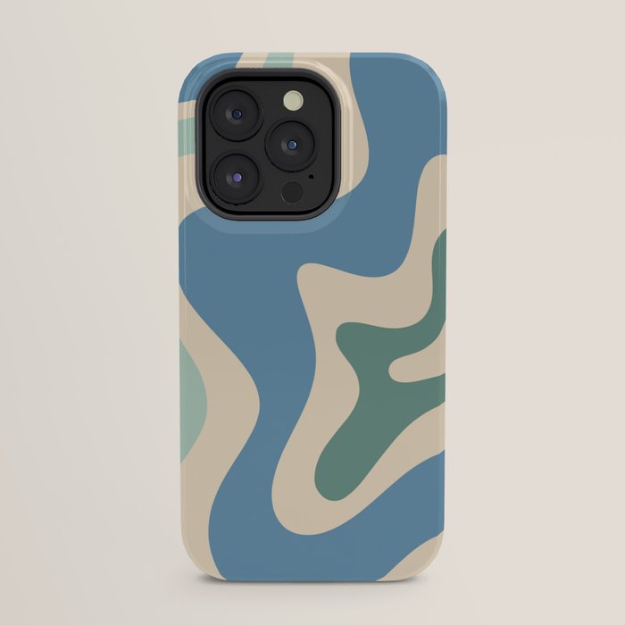 Retro Liquid Swirl Abstract Pattern Blue Aqua Teal Beige iPhone Case Gallery Image 23