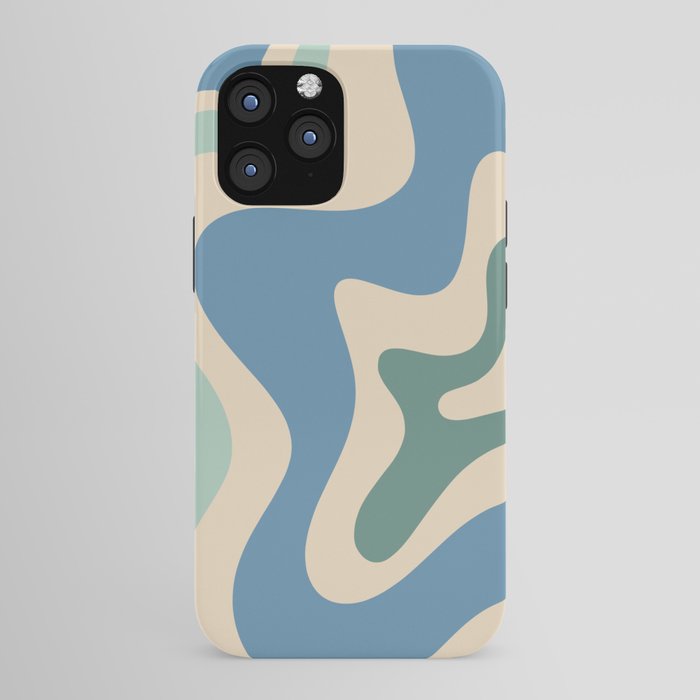 Retro Liquid Swirl Abstract Pattern Blue Aqua Teal Beige iPhone Case Gallery Image 43