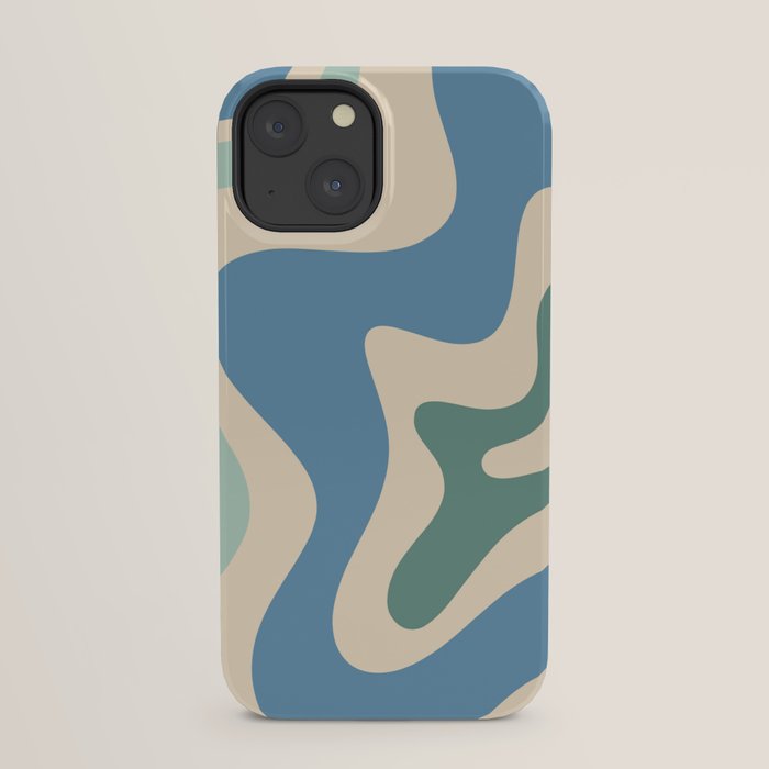 Retro Liquid Swirl Abstract Pattern Blue Aqua Teal Beige iPhone Case Gallery Image 29