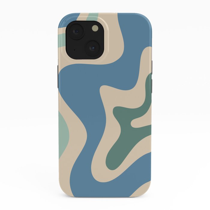 Retro Liquid Swirl Abstract Pattern Blue Aqua Teal Beige iPhone Case Gallery Image 38