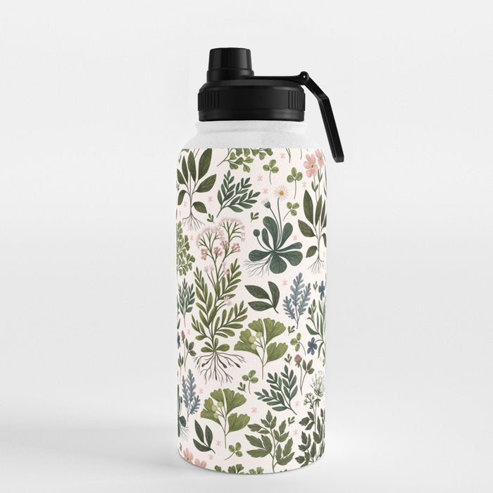Herbarium ~ vintage inspired botanical art print ~ white Water Bottle Gallery Image 5