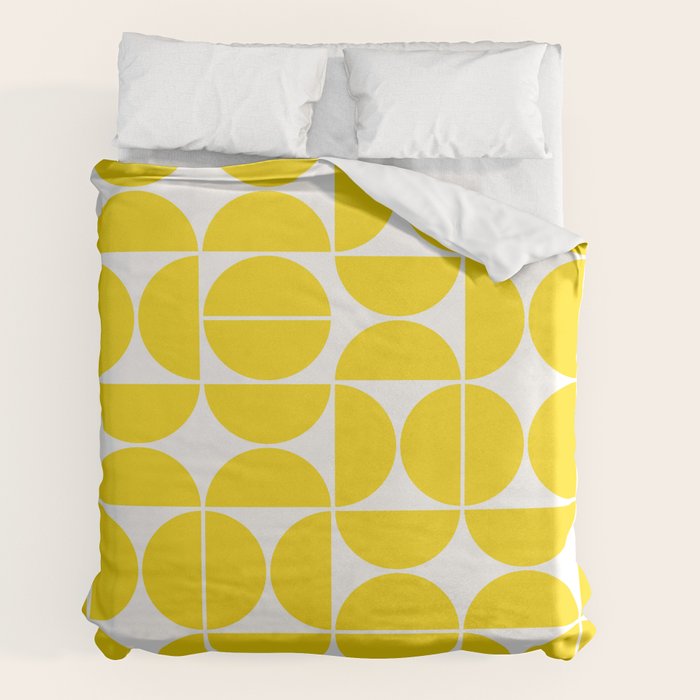 Mid Century Modern Geometric 04 Lemon Yellow Duvet Cover Gallery Image 7