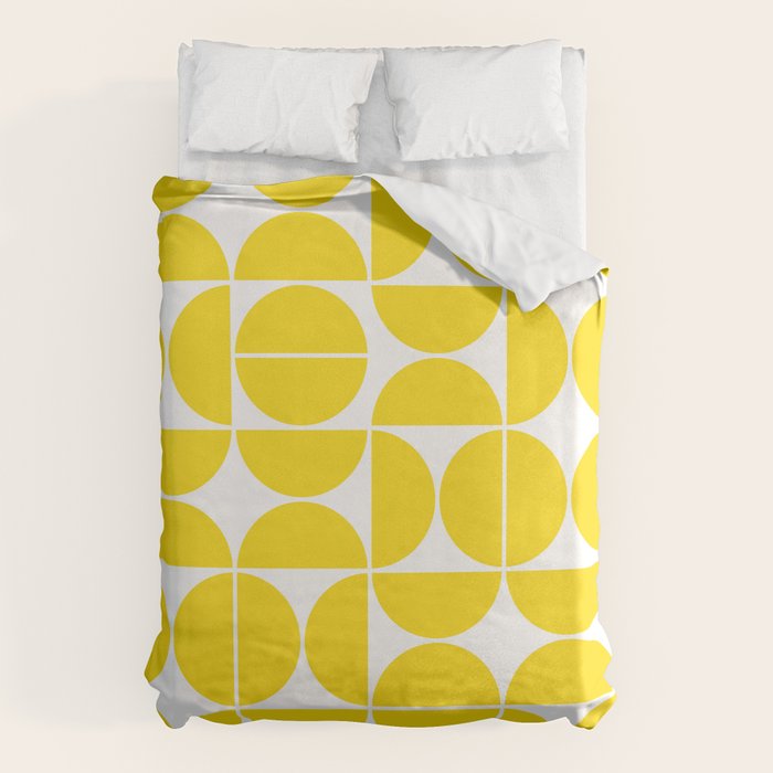 Mid Century Modern Geometric 04 Lemon Yellow Duvet Cover Gallery Image 1