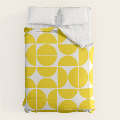 Mid Century Modern Geometric 04 Lemon Yellow Duvet Cover Gallery Image 1