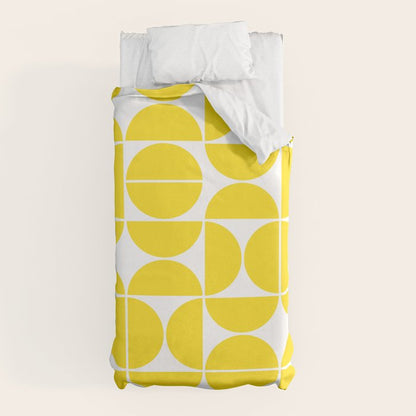 Mid Century Modern Geometric 04 Lemon Yellow Duvet Cover Gallery Image 5
