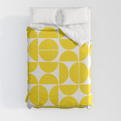 Mid Century Modern Geometric 04 Lemon Yellow Duvet Cover Gallery Image 8