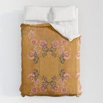 Art Nouveau floral pattern with lines - Honey Duvet Cover Gallery Image 1