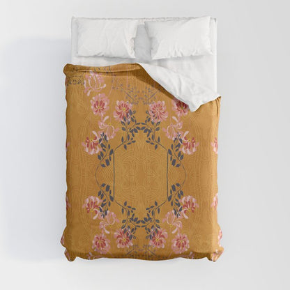 Art Nouveau floral pattern with lines - Honey Duvet Cover Gallery Image 8