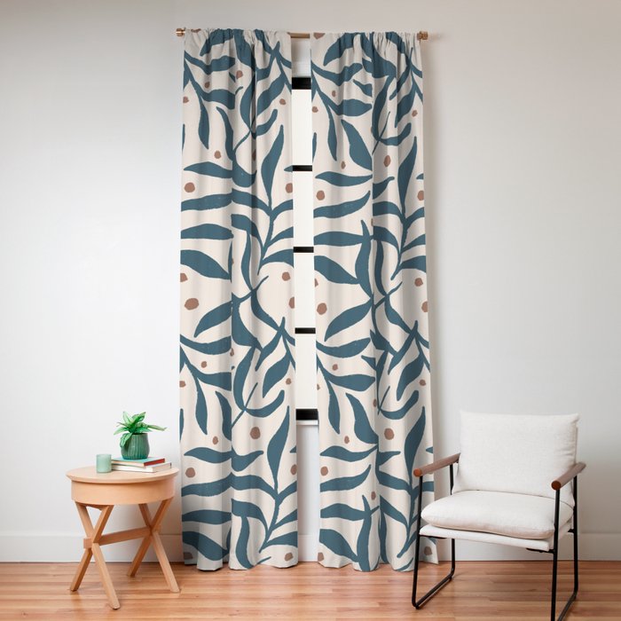 Branches and Berries - Teal and Mocha Window Curtain Gallery Image 8