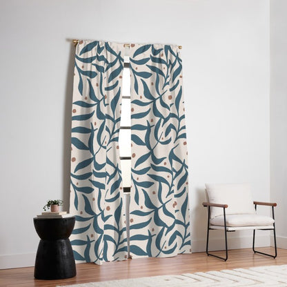 Branches and Berries - Teal and Mocha Window Curtain Gallery Image 6