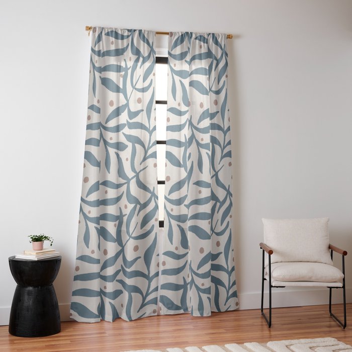 Branches and Berries - Teal and Mocha Window Curtain Gallery Image 14
