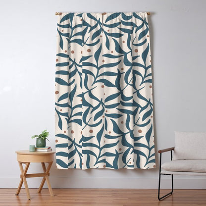 Branches and Berries - Teal and Mocha Window Curtain Gallery Image 1