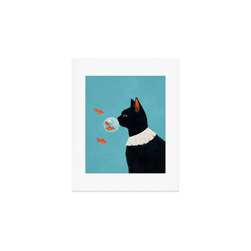 Cat and Goldfish Art Print Gallery Image 1