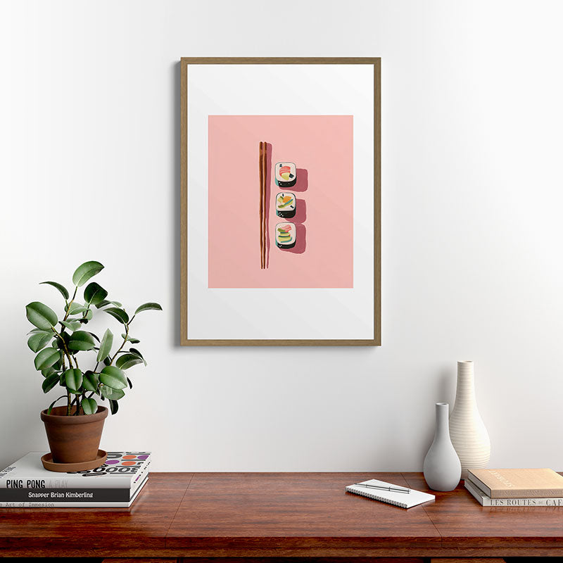 Pink Sushi Rhythm Framed Art Print Gallery Image 13