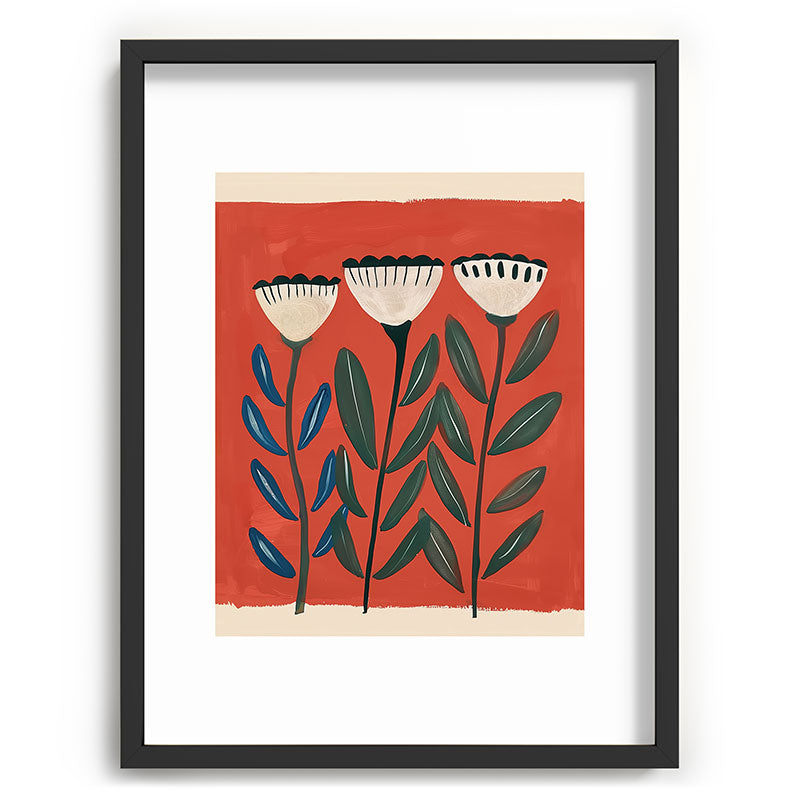 Terracotta Folk Blooms Framed Art Print Gallery Image 61