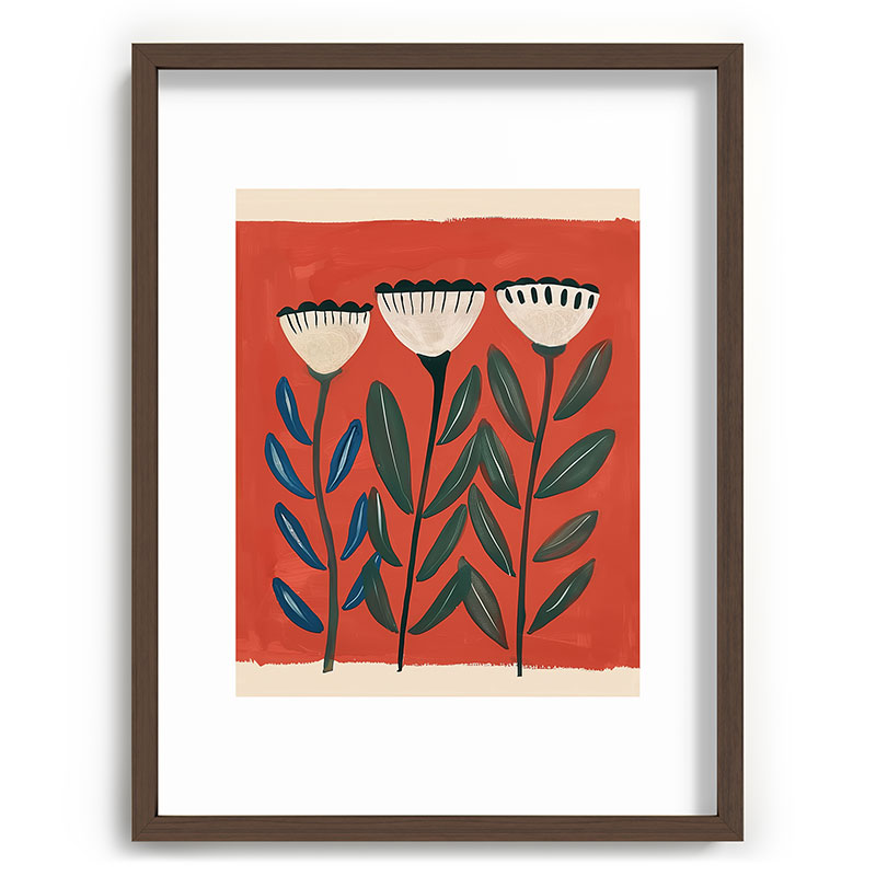 Terracotta Folk Blooms Framed Art Print Gallery Image 66