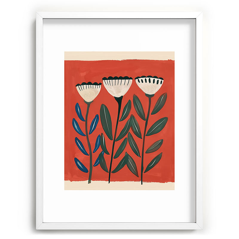 Terracotta Folk Blooms Framed Art Print Gallery Image 78