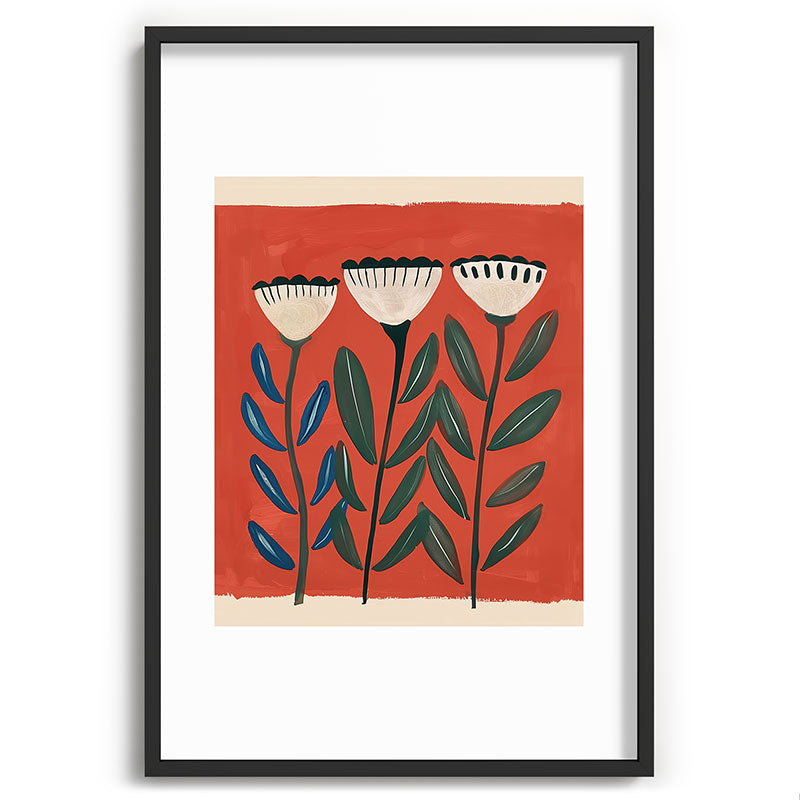 Terracotta Folk Blooms Framed Art Print Gallery Image 62