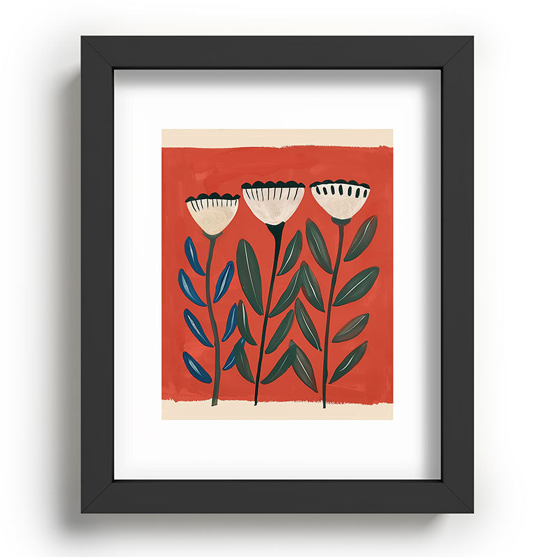 Terracotta Folk Blooms Framed Art Print Gallery Image 57