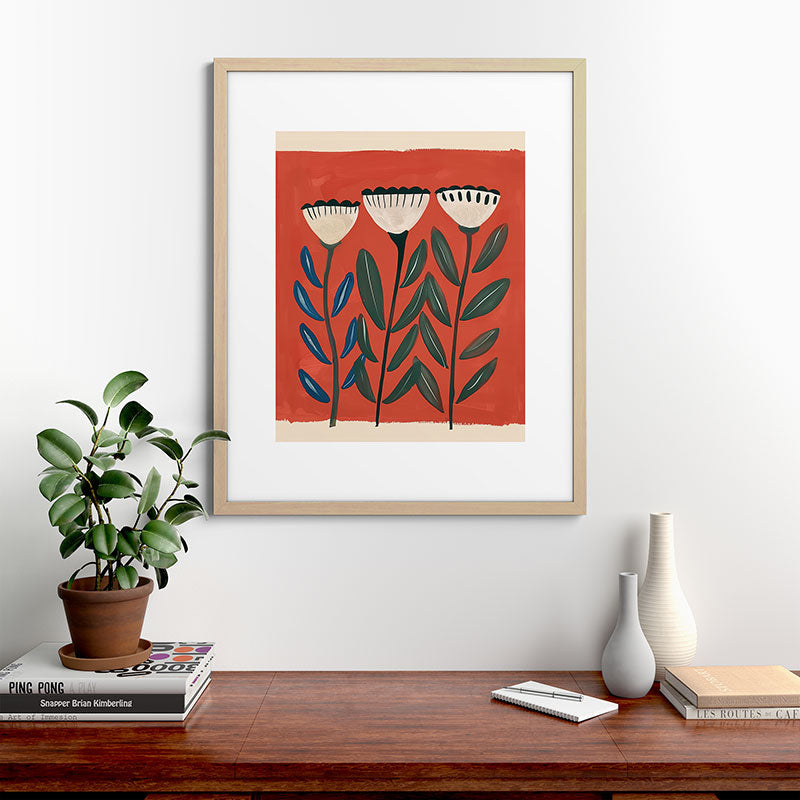 Terracotta Folk Blooms Framed Art Print Gallery Image 49