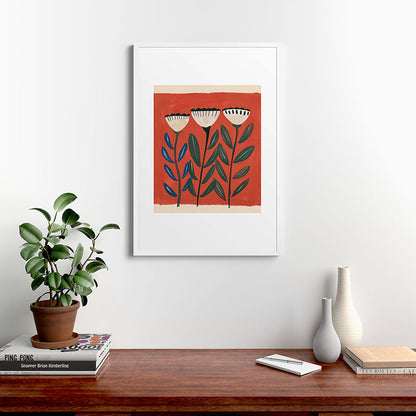 Terracotta Folk Blooms Framed Art Print Gallery Image 27