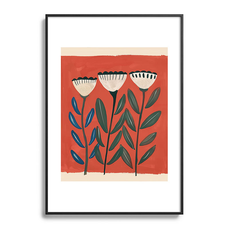Terracotta Folk Blooms Framed Art Print Gallery Image 83