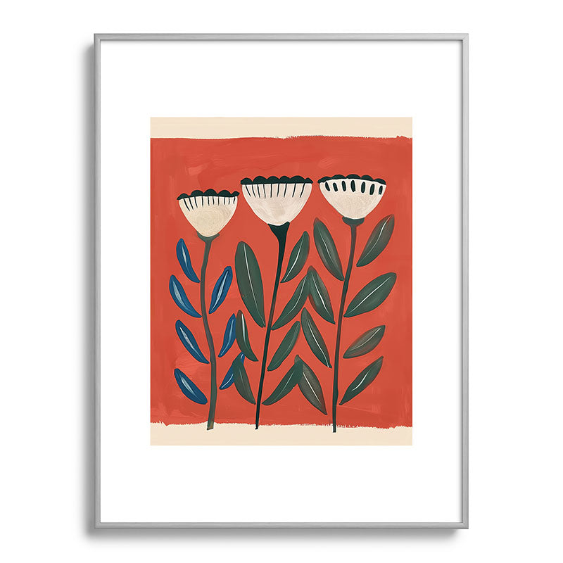 Terracotta Folk Blooms Framed Art Print Gallery Image 98
