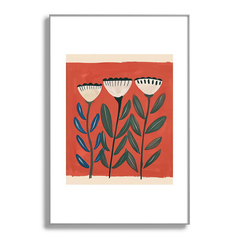 Terracotta Folk Blooms Framed Art Print Gallery Image 100