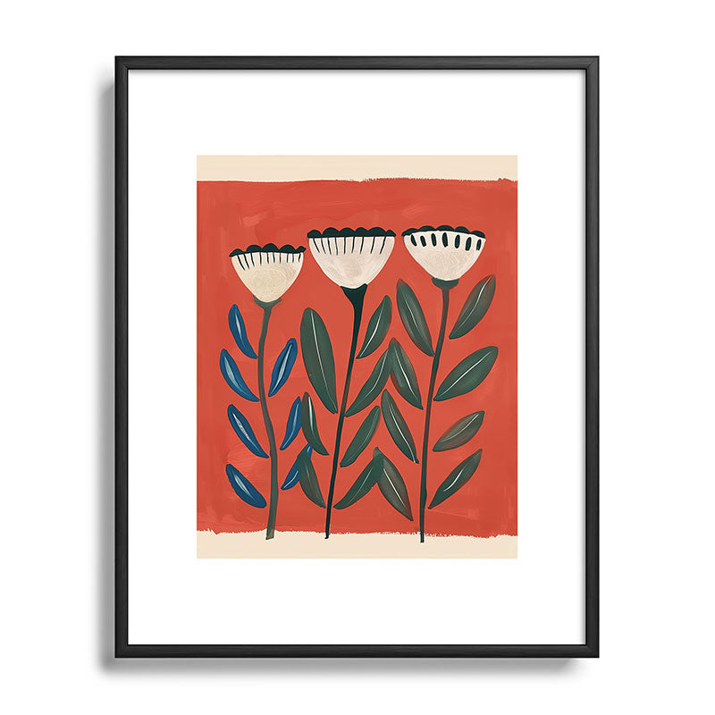 Terracotta Folk Blooms Framed Art Print Gallery Image 82