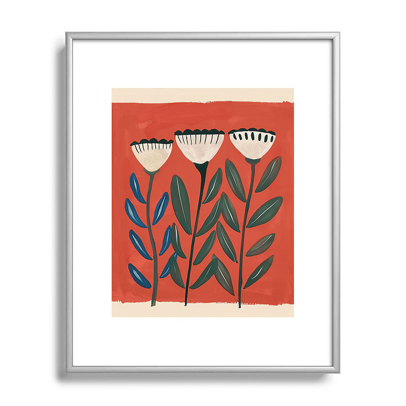 Terracotta Folk Blooms Framed Art Print Gallery Image 96