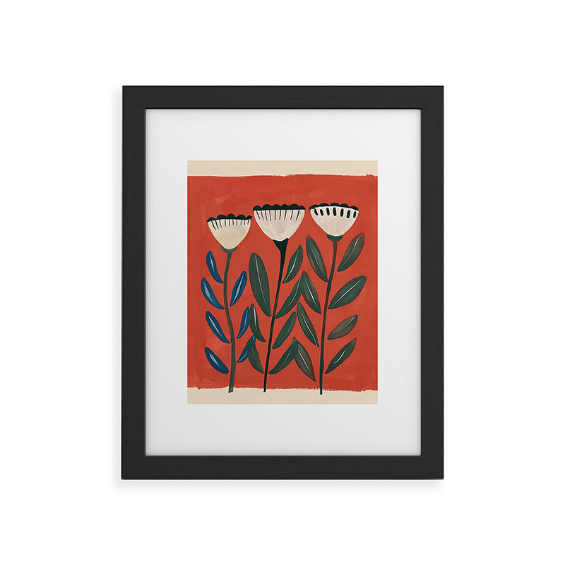 Terracotta Folk Blooms Framed Art Print Gallery Image 32