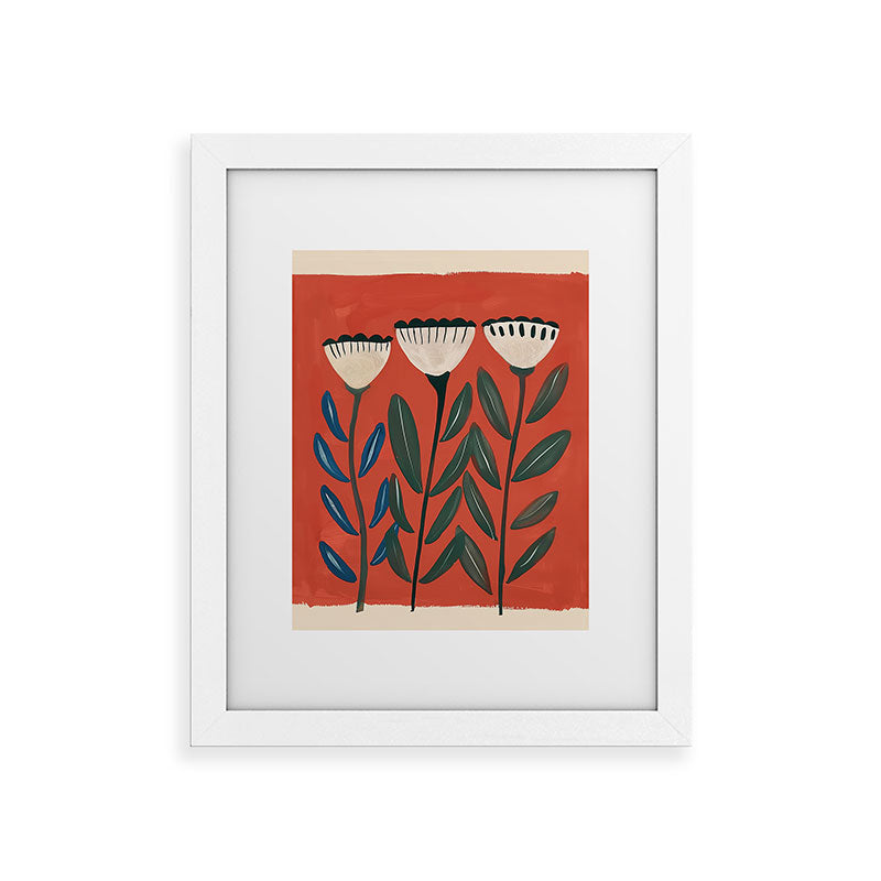 Terracotta Folk Blooms Framed Art Print Gallery Image 54