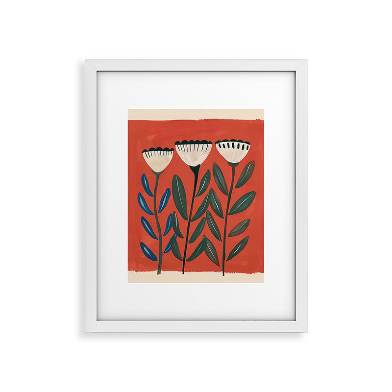 Terracotta Folk Blooms Framed Art Print Gallery Image 26