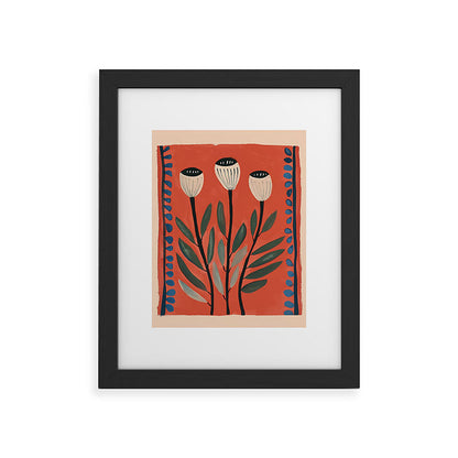Terracotta Poppy Pod Folk Art Framed Art Print Gallery Image 30