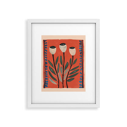 Terracotta Poppy Pod Folk Art Framed Art Print Gallery Image 22