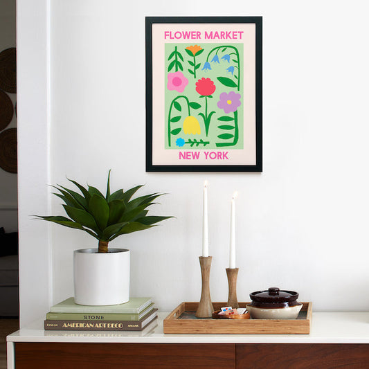 Flower Market New York Framed Poster 12x16