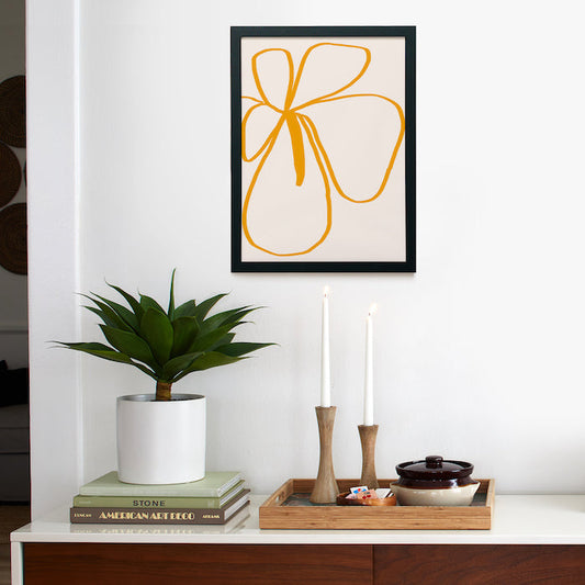 Minimal Flora 2 Yellow Framed Poster 12x16