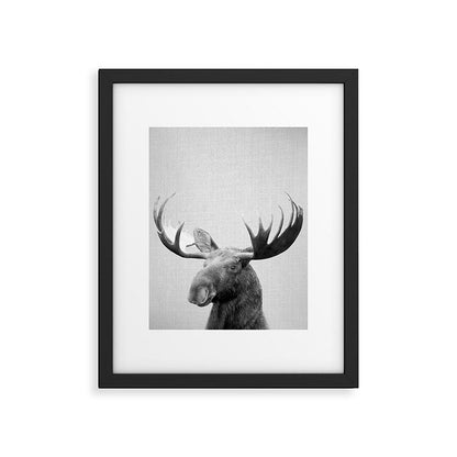 Moose - Black & White Framed Art Print Gallery Image 5