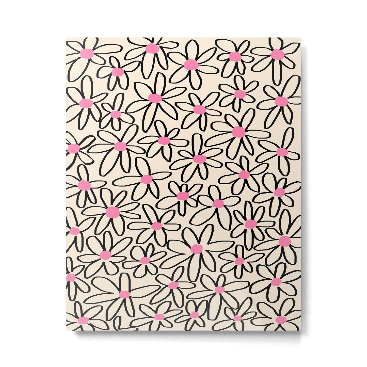 Joyful Flower Lines - b/w pink Metal Print Gallery Image 4