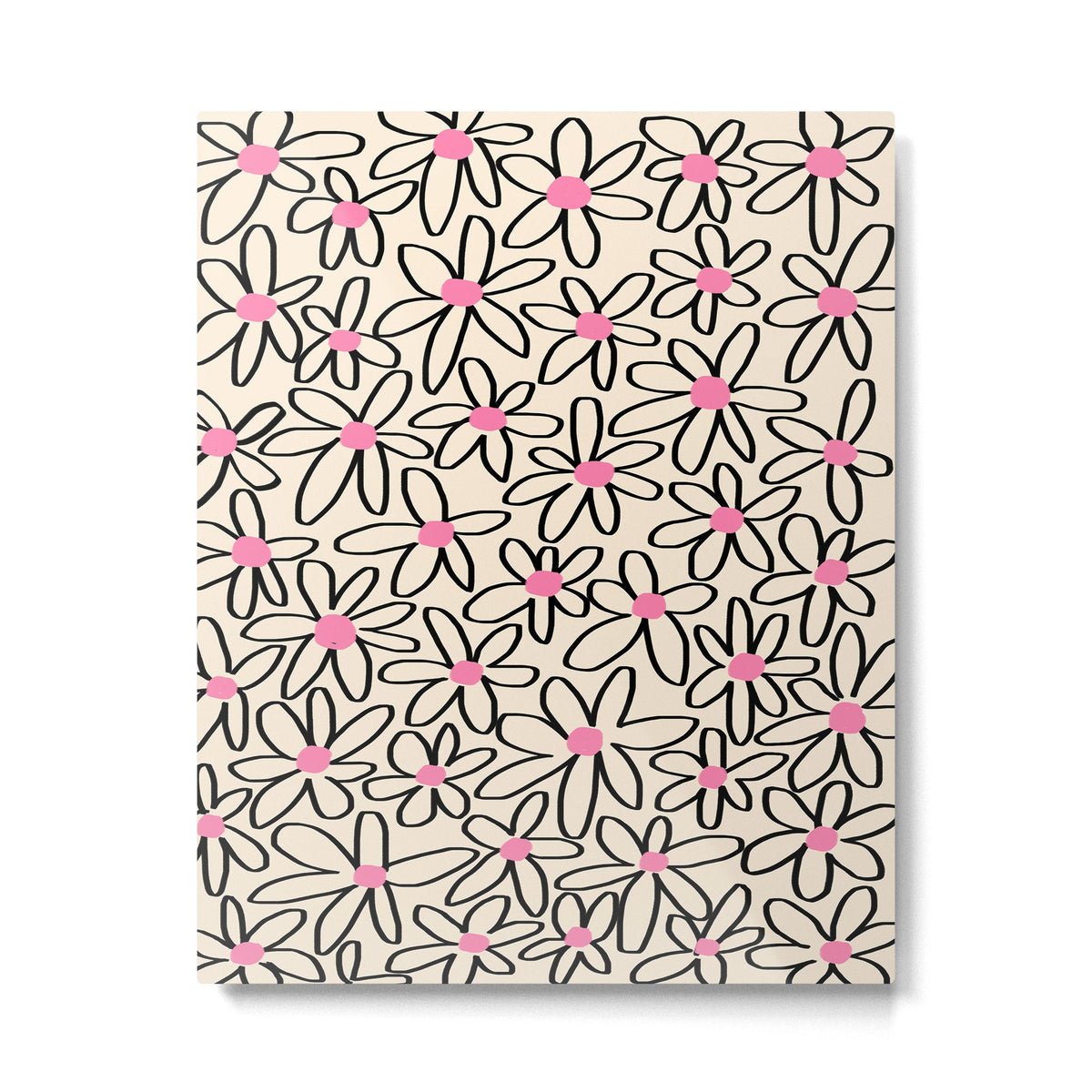 Joyful Flower Lines - b/w pink Metal Print Gallery Image 4