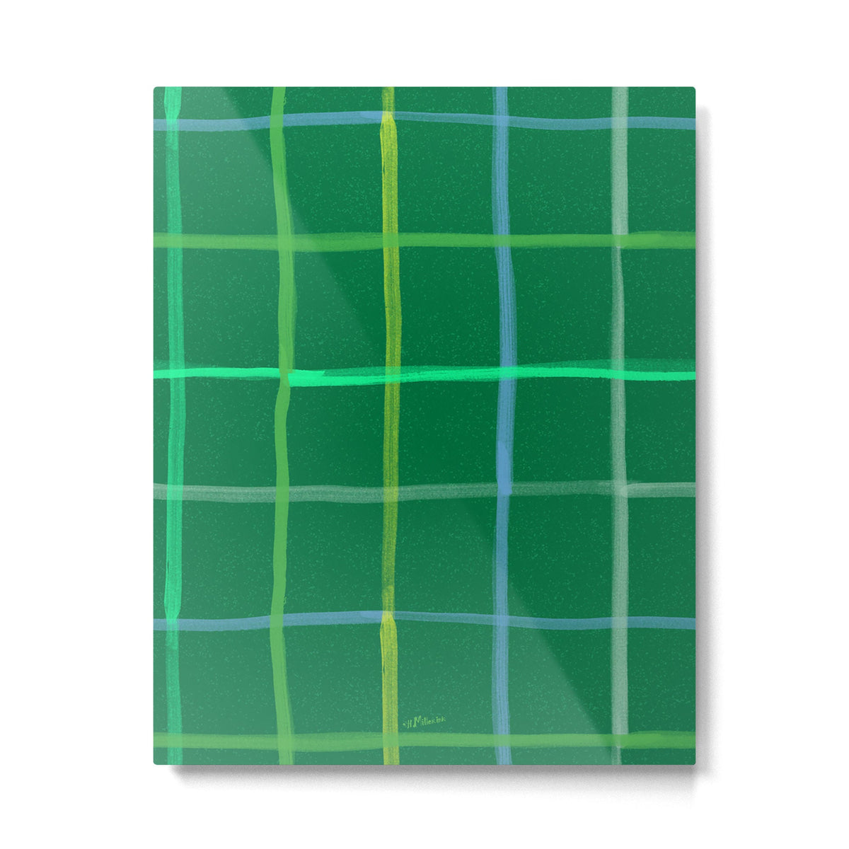 Abstract Tennis Net Pattern in Grass Green Metal Print Gallery Image 4